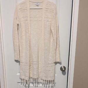 Old Navy Cream Fringe Cardigan
